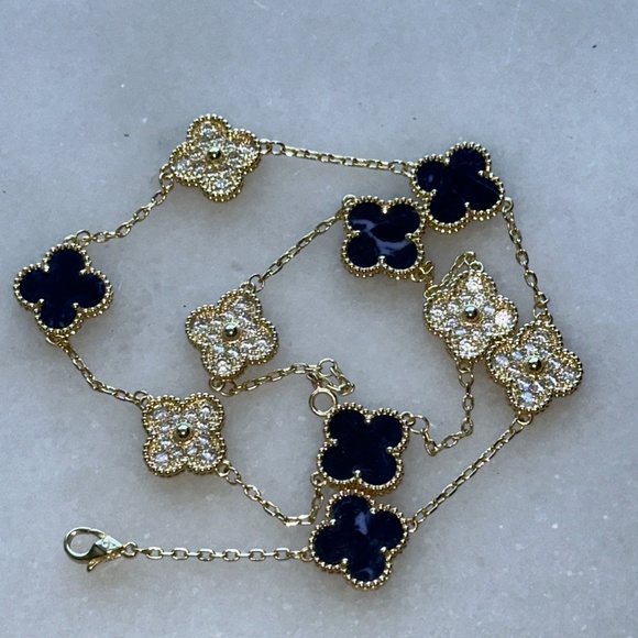 Lapis Lazuli NEW 10 four leaf clovers Trendy Women Necklace Luxury